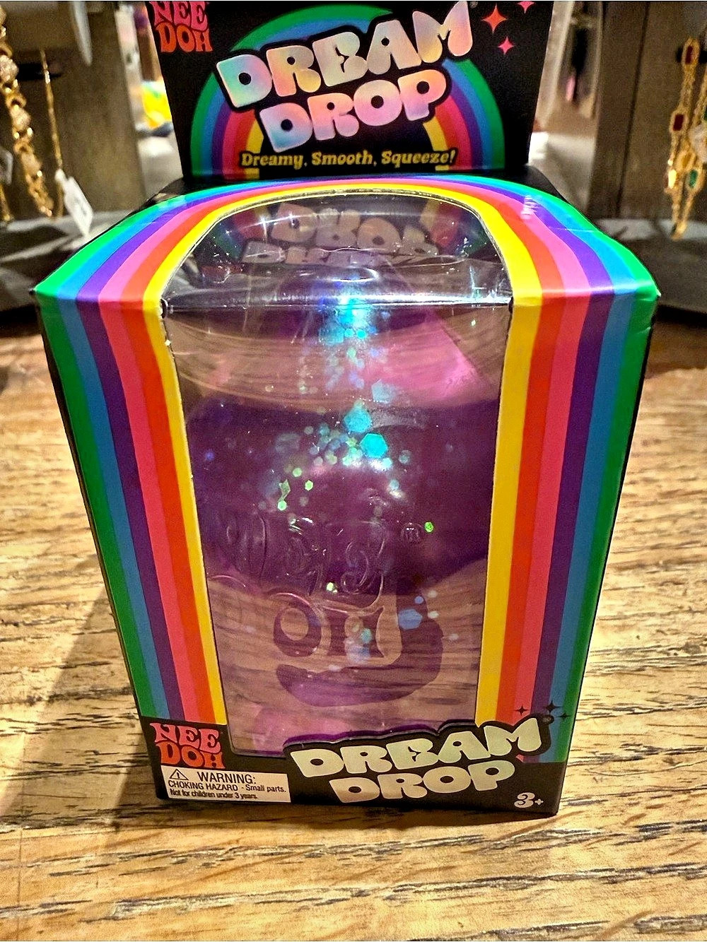 Nee Doh Dream Drop Rainbow Squishy Toy with Splash Display Stand